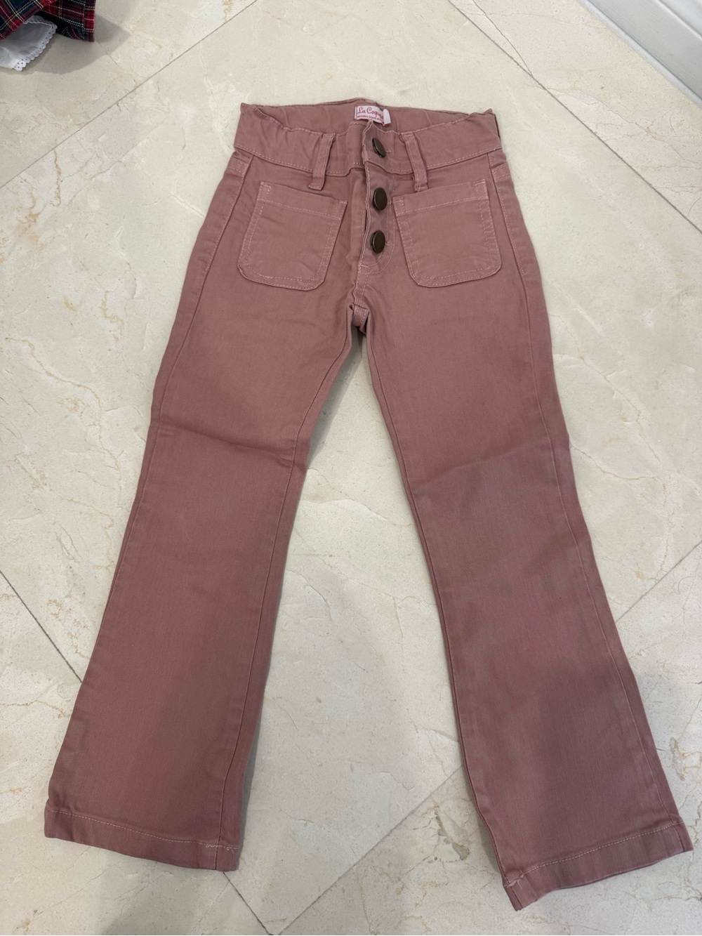 La Coqueta Girls Dusty Rose Button-Front Flare Pants